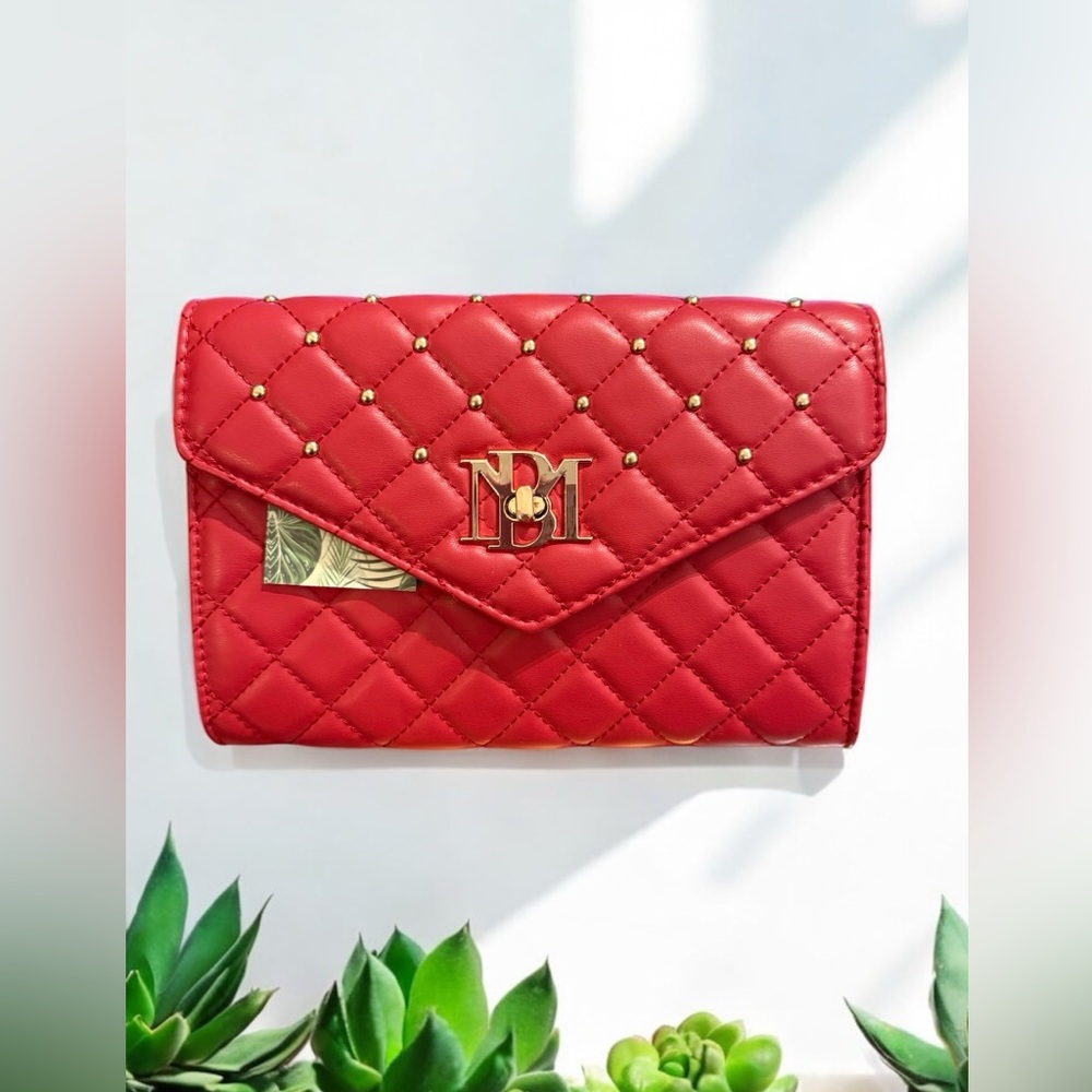 Badgley Mischka Red Bag with Gold Accents Crossbody